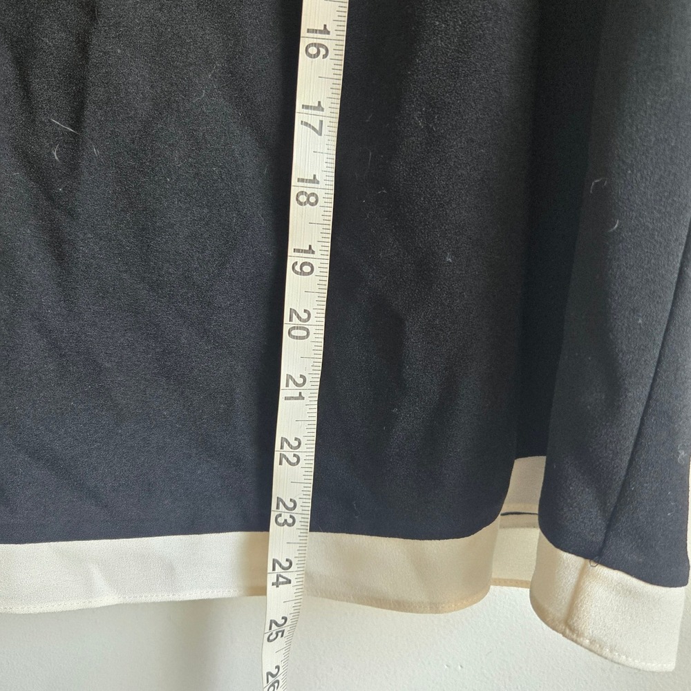 Jenni Kayne Large Blouse Women Black Excellent Contrast Hem Short Sleeve Top - Picture 3 of 6